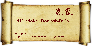 Mándoki Barnabás névjegykártya