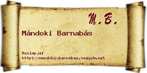 Mándoki Barnabás névjegykártya