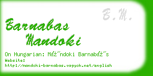 barnabas mandoki business card